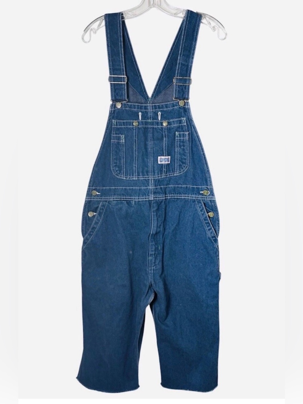 Vintage Big Smith Denim Overalls 34  Knee Length Capris Cropped 15” Inseam